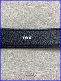 Authentic Christian Dior Black Leather Logo Buckle Total Length 84cm Width 2.5cm