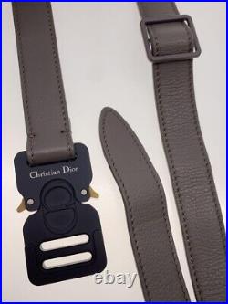 Authentic Christian Dior Gray Leather Belt Total Length 115cm Width 2.5cm