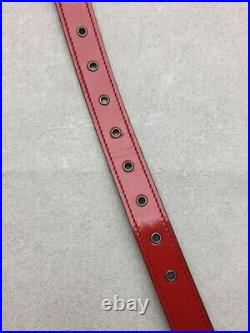 Authentic Christian Dior Red Enamel Belt Logo Stamped Length 105cm Width 2.5cm