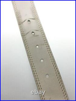 Authentic Christian Dior White Leather Belt Total Length 108.5 cm Width 4cm