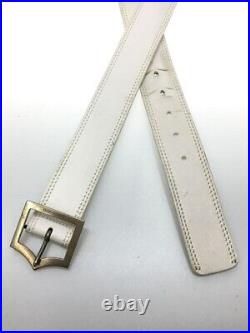 Authentic Christian Dior White Leather Belt Total Length 108.5 cm Width 4cm