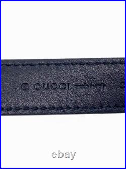 Authentic GUCCI 309900 Leather Black Belt Total Length 92cm Width 2cm Women