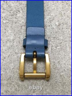 Authentic GUCCI Blue Leather Belt Total length 102cm Width 2cm From Japan