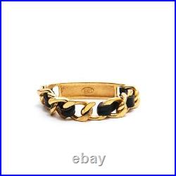 CHANEL authentic bracelet chain leather gold size length 19cm Belt width 1.4cm