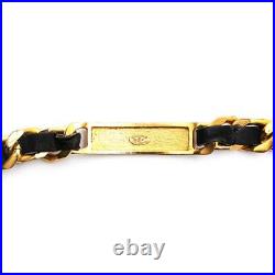 CHANEL authentic bracelet chain leather gold size length 19cm Belt width 1.4cm