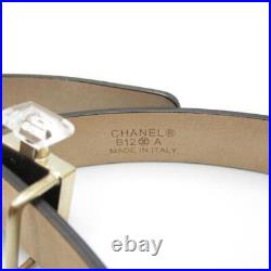 CHANEL authetic Belt Black Enamel length 98cm width 1.5cm Waist 79cm Used Ladies