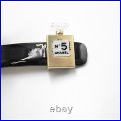 CHANEL authetic Belt Black Enamel length 98cm width 1.5cm Waist 79cm Used Ladies