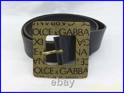 Dolce & Gabbana Square Logo Buckle Leather Belt Black Length 100cm Width 3.6cm