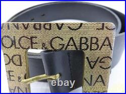 Dolce & Gabbana Square Logo Buckle Leather Belt Black Length 100cm Width 3.6cm