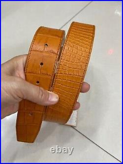 Double side White/Tan Genuine Crocodile Leather Skin Men's Belt With LV Buckle