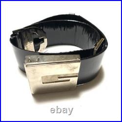GUCCI Belt Black Enamel Leather G Silvel Color Buckle Length 74cm Width5cm Women