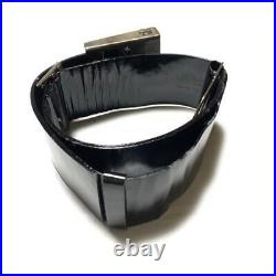 GUCCI Belt Black Enamel Leather G Silvel Color Buckle Length 74cm Width5cm Women
