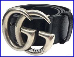 GUCCI Leather Double G Buckle Logo Belt Black Men's size 85 Length99cm Width4cm