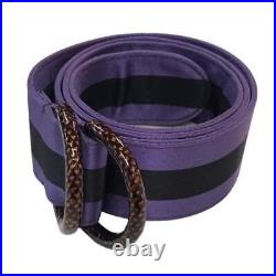 GUCCI Line Satin Ring Belt Purple x Black Women's 75/30 Length 92.5cm Width 4cm