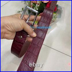 Genuine alligator skin BURGUND belt buckle for men, crocodile leather Men's belt