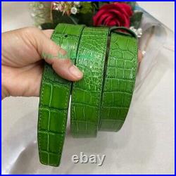 Green Men's Belt Genuine Crocodile Alligator Skin Leather Belt Handmade 3.5cmm