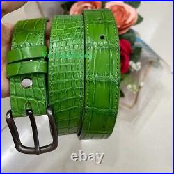 Green Men's Belt Genuine Crocodile Alligator Skin Leather Belt Handmade 3.5cmm
