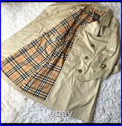 J. Press Belted Trench Coat Men M Check Lined Beige Cotton Length 40.9 Width 20.9