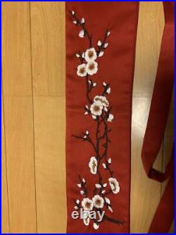 Japanese A670 Chinesehand Embroidered Belt Obi 73 Length 11 Width Plum Blossom R